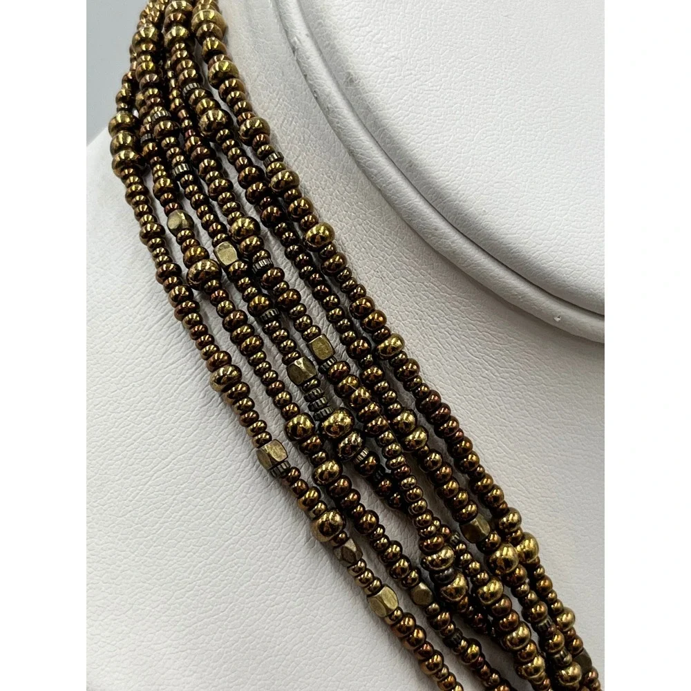 Silpada Retired Sterling Silver N1785 Multi Strand Bronze Seed Bead Necklace